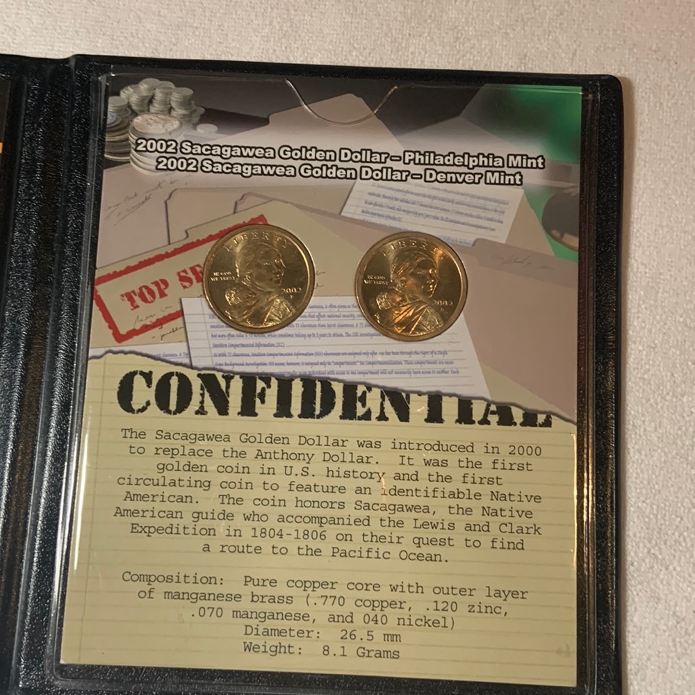 2002 Sacagawea Golden Dollar Philadelphia Mint Denver Mint Set